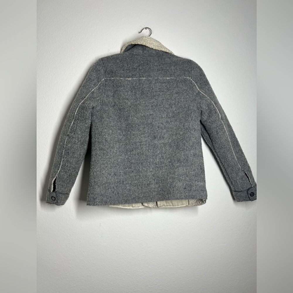 Zara Wool Jacket Coat Aviator Faux Fur Size 13-14Boys Gray White - Picture 2 of 15